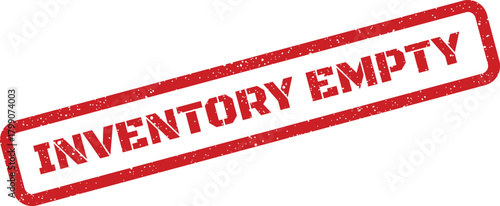 Official grunge rubber stamp icon displaying INVENTORY EMPTY to signify depleted stock or out of goods status