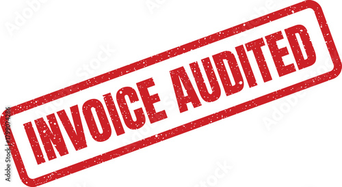 Official red stamp with a grunge texture indicating invoice audited status in business paperwork