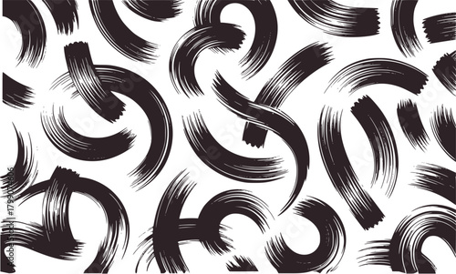 Black abstract brush strokes pattern vector