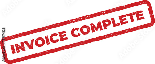 Red distressed rubber stamp illustration indicating an invoice is complete and fully processed