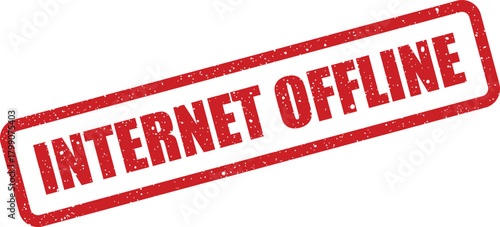 Red rectangular grunge rubber stamp with textured effect indicating an internet offline status