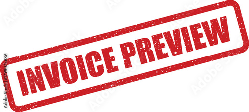 Red rectangular rubber stamp impression displaying the Invoice Preview text with grunge texture effect
