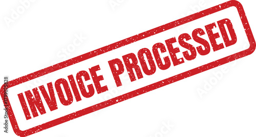 Red rectangular rubber stamp impression displaying the Invoice Processed text with subtle grunge details