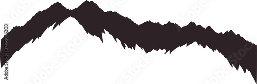 Jagged mountain range silhouette peaks vector