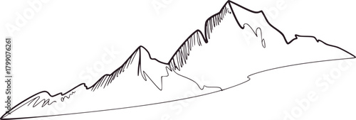 Jagged peaks sketched mountain range drawing vector