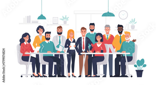 Diverse team collaborates enthusiastically in a bright, modern office, fostering innovation and success