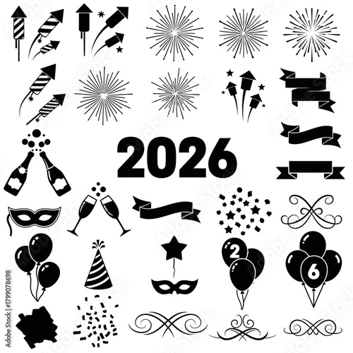 New Year Celebration Elements and 2026 Number.