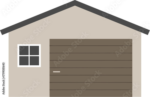 Flat Simple Style Residential Garage With Window Illustration Icon
