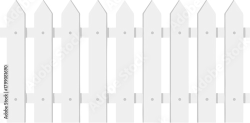 Flat Style Detailed White Picket Fence Border Construction Icon