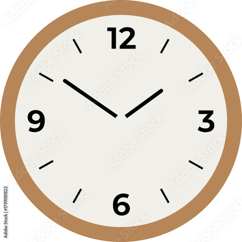 Flat Design Minimalist Style Clock Graphic with Hour and Minute Hands