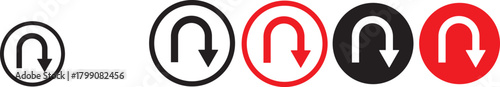 turn Right, Left, U sign set. sharp turn warning. driving navigation icon. Road sign arrow set. go straight, turn left, turn right, u turn direction sign. traffic direction symbol.  Go straight, this 