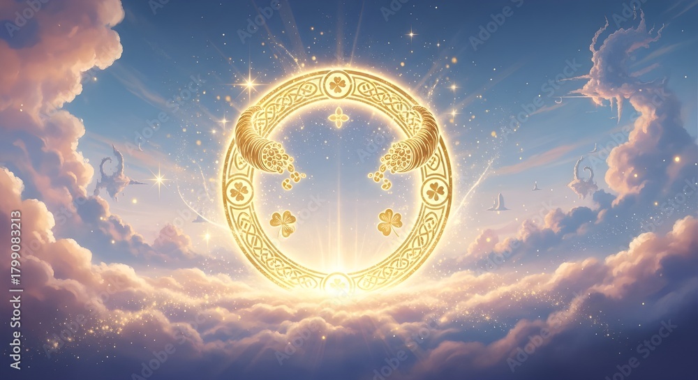 Fototapeta premium Celestial Golden Portal of Luck