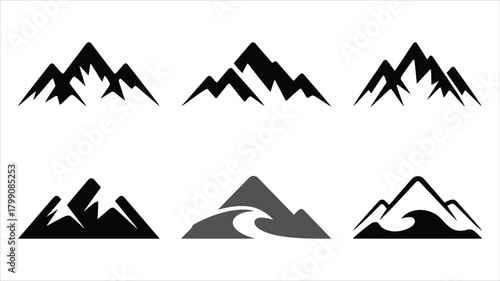 Abstract mountain range silhouette for camping and outdoor sports logo