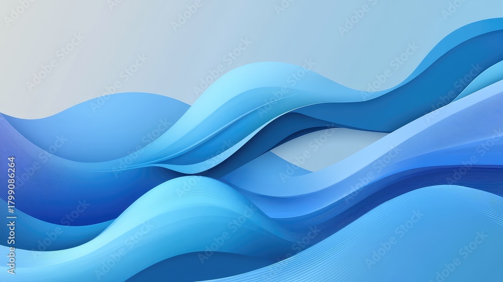 Fototapeta premium Abstract blue waves flowing liquid dynamic background