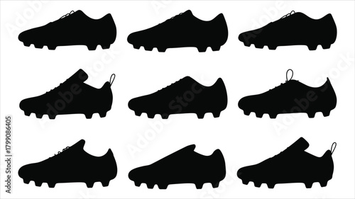 Football soccer shoes silhouette set for sports equipment branding