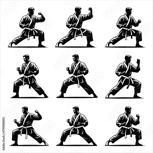 Kickboxing & Karate Poses - Martial Arts Training Icons