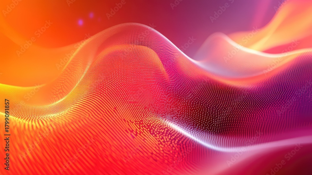 Obraz premium Abstract flowing particle waves creating digital gradient background