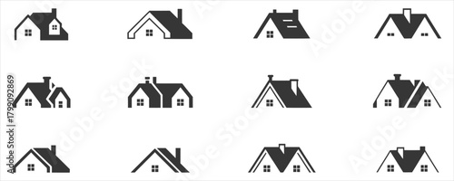 Modern Building Roofs - Real Estate Icon Collection