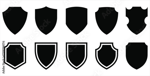 Shield Outline Badges Collection for Cybersecurity and Insurance Service Symbols