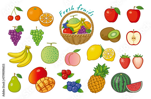 果物　フルーツ　イラスト　アイコンセット
