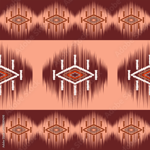 tribal ikat vector seamless pattern. Native  ornament. Ethnic Southwestern decor style. Boho geometric ornament. Vector . Mexican blanket, rug. Woven carpet illustration