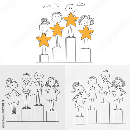 A team of stick coworkers 