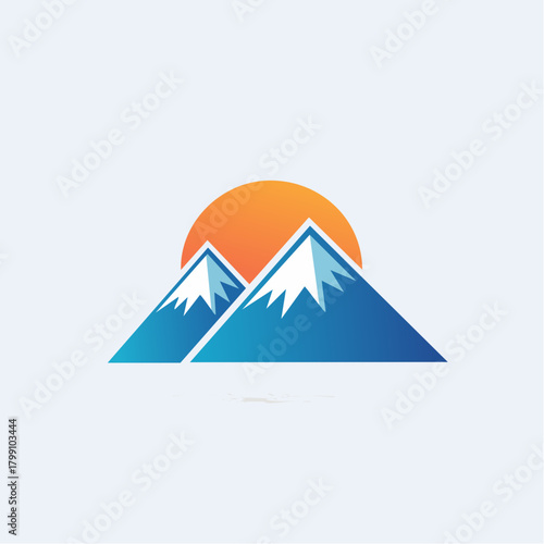 Abstract mountain range emblem evoking concepts of nature and adventurous outdoor pursuits