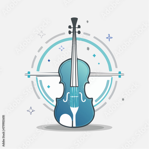 Abstract stylized representation of a stringed musical instrument design concept