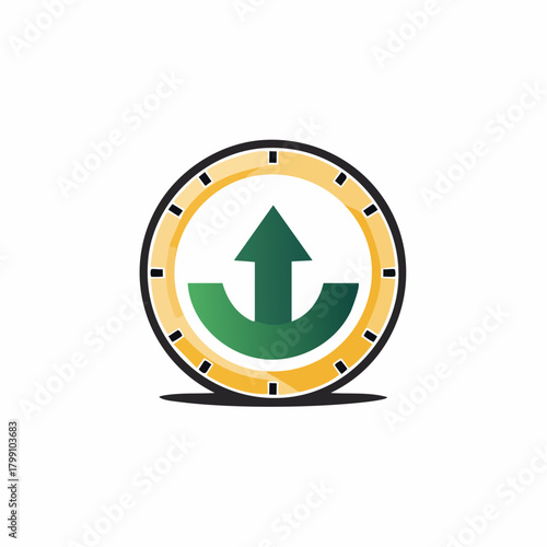 Abstract Time Arrow Icon Symbolizing Progress and Growth, Innovative Approach