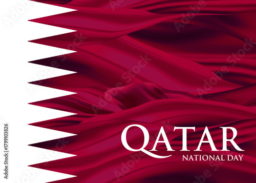 Elegant Qatar Flag Background with Realistic Maroon Fabric Waves. Minimalist Design. Best for Qatar National Day Celebration Designs. 