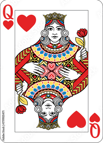 Queen of Hearts design from a new original deck of playing cards.