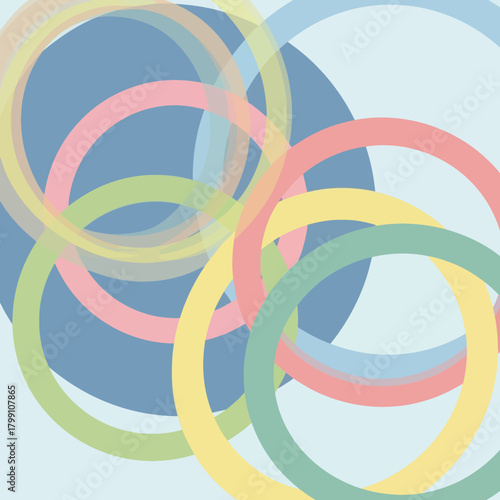 Pastel circles overlap in a simple, modern design. Abstract graphic background.