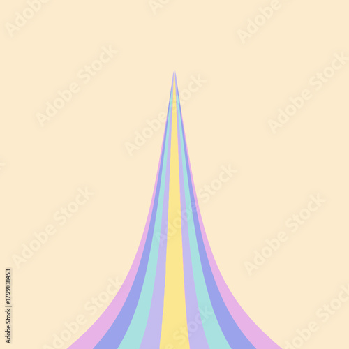 Pastel colored stripes converging to a point, creating an abstract cone shape.