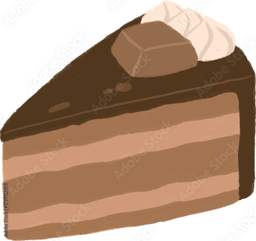 チョコレートケーキの手描き風イラスト