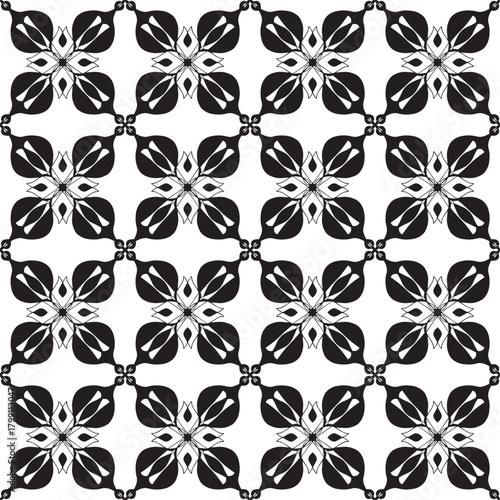 Elegant Ornamental Geometric Floral Tile Pattern