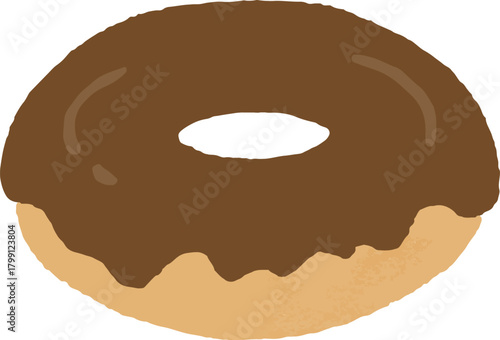 手描き風のチョコレートがかかったドーナツのイラスト