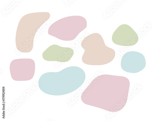 パステルカラーの抽象的な有機シェイプコレクション やわらかい流体・有機的な図形のフレーム素材セット