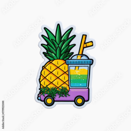 Pineapple Juice Cart Illustration