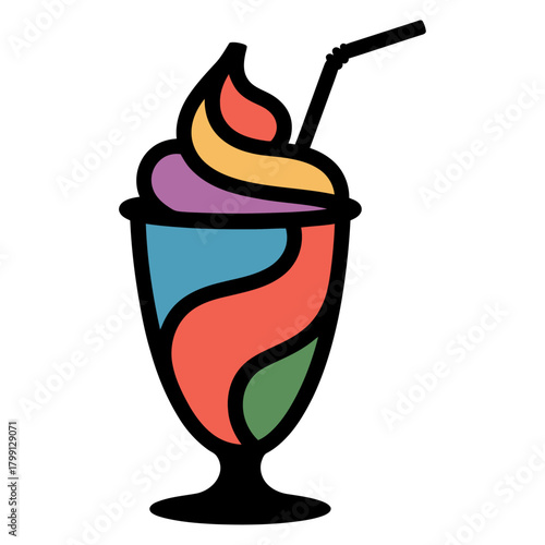 colorful stylized milkshake illustration with swirling creamy layers in modern vibrant vector design