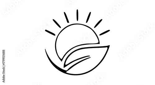 Sun and Leaf Logo Design