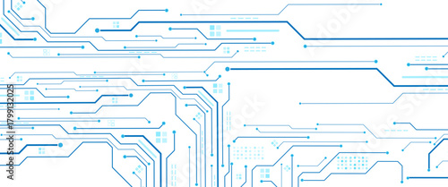 Abstract digital technology futuristic internet network speed connection white and blue background.