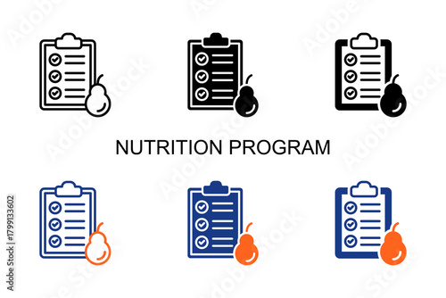 Nutrition Program Icon Multi Style Vector Illustration