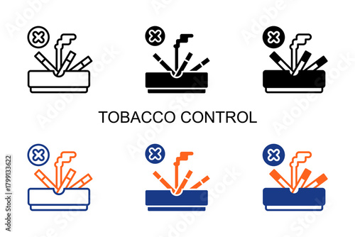 Tobacco Control Icon Multi Style Vector Illustration