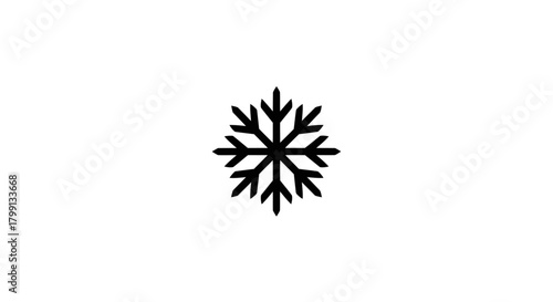 A simple, minimalist black snowflake icon on a white background.
