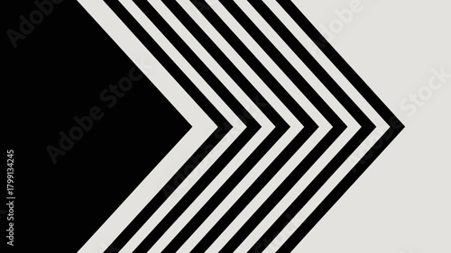 Abstract minimalist design featuring bold black and light gray diagonal stripes, forming a sleek forward-pointing arrow pattern.