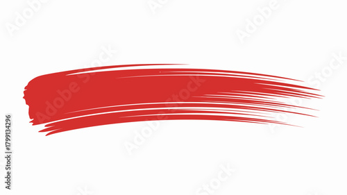 Bold red dynamic paint brush stroke texture element, featuring expressive horizontal lines, perfect for graphic design.