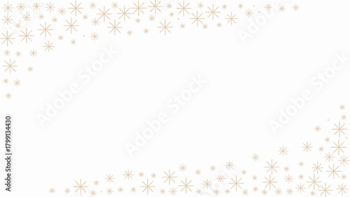 Abstract golden geometric star pattern creating festive corner frames and elegant decorative elements on a clean canvas.