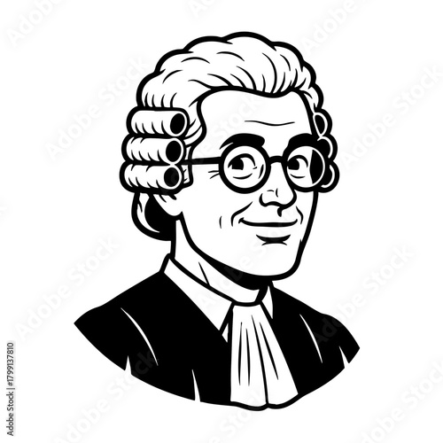Legal professional in historical wig and formal attire