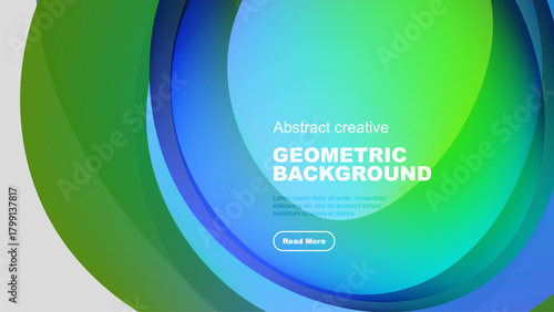 Vibrant overlapping circles create dynamic abstract background. Text invites further exploration. Modern design elements present.