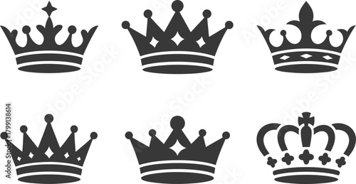 Royal crown icons vector set for majesty, power and success design